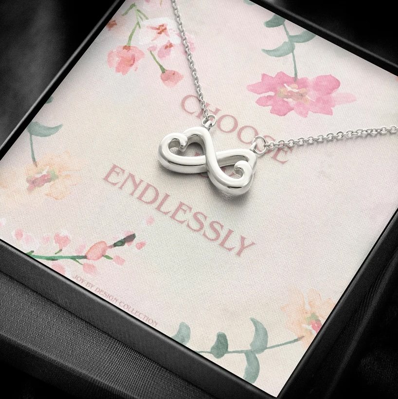 Choose Joy Endlessly — infinity heart necklace